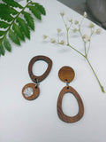 Wood Oval Hoop Dangle Earrings - Ameli Jewellery Studio