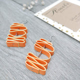 Quilled Paper Dangle Earrings (Tangerine and Yellow Squiggle) - Ameli Jewellery Studio