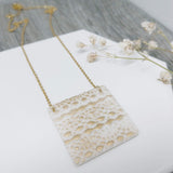 Square Porcelain Polar Ice Necklace with Gold Gilt- Stainless Steel Golden Fine Chain Necklace - Ameli Jewellery Studio