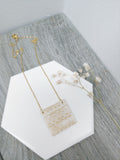 Square Porcelain Polar Ice Necklace with Gold Gilt- Stainless Steel Golden Fine Chain Necklace - Ameli Jewellery Studio