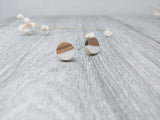 Wood and White Resin Colourful Stud Earrings- Round, [Product_type] - Ameli Jewellery Studio