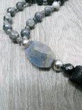 Mala Style Agate and Labradorite With Tassel 29.5" Necklace, [Product_type] - Ameli Jewellery Studio