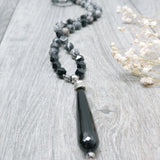 Mala Style Agate, Netstone and Teardrop Agate Pendant 29.5" Necklace, [Product_type] - Ameli Jewellery Studio