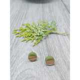 Wood and Forest Green Resin Colourful Stud Earrings - Round, [Product_type] - Ameli Jewellery Studio