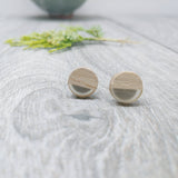 Wood and Smoke Resin Colourful Stud Earrings - Round, [Product_type] - Ameli Jewellery Studio