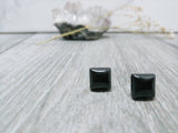 Black Agate Square Stud Gemstone Earrings