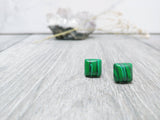 Malachite green Stud Earrings in Square Shape