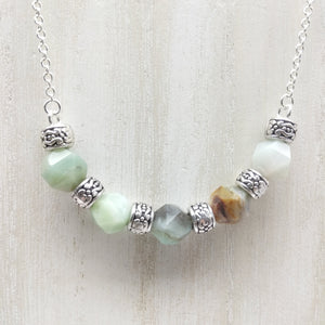 Amazonite Half Moon Necklace - Ameli Jewellery Studio