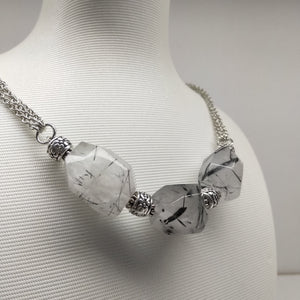 Faceted Tourmalinated Quartz Matinee Necklace - Ameli Jewellery Studio