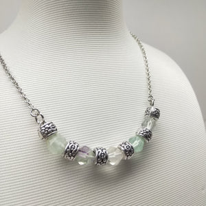 Rainbow Fluorite Half Moon Necklace - Ameli Jewellery Studio