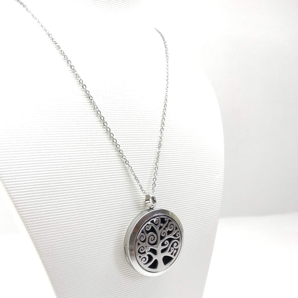 Tree of Life - (Swirl)  Aromatherapy Locket Diffuser Long Necklace - Ameli Jewellery Studio