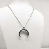 Crescent Moon Pendant on 27 inch Stainless Steel Necklace - Ameli Jewellery Studio