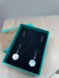 Hexagonal Pearl 925 Sterling Silver Threader Earrings