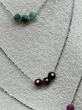 Emerald Trio Gemstone Necklace on 16 inch Sterling Silver Coreana Chain